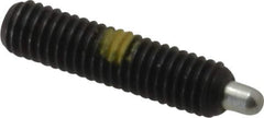 Vlier - 10-32, 3/4" Thread Length, 1/8" Plunger Projection, Steel Threaded Spring Plunger - 0.091 - 0.092" Max Plunger Diam, 3/4" Plunger Length, 1.3 Lb Init End Force, 2.7 Lb Final End Force, 0.063" Hex - All Tool & Supply