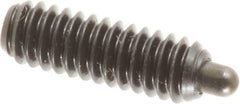 Vlier - 1/4-20, 3/4" Thread Length, 1/8" Plunger Projection, Steel Threaded Spring Plunger - 0.117 - 0.118" Max Plunger Diam, 3/4" Plunger Length, 2 Lb Init End Force, 9 Lb Final End Force, 0.079" Hex - All Tool & Supply