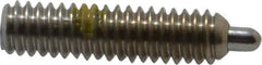 Vlier - 8-32, 5/8" Thread Length, 3/32" Plunger Projection, Stainless Steel Threaded Spring Plunger - 0.069 - 0.07" Max Plunger Diam, 5/8" Plunger Length, 2.7 Lb Init End Force, 7.3 Lb Final End Force, 0.063" Hex - All Tool & Supply