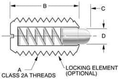 Vlier - 10-32, 0.468" Thread Length, 0.065" Plunger Projection, Stainless Steel Threaded Spring Plunger - 0.093" Max Plunger Diam, 0.468" Plunger Length, 0.75 Lb Init End Force, 2.5 Lb Final End Force - All Tool & Supply