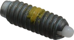 Vlier - 8-32, 7/16" Thread Length, 0.052" Plunger Projection, Steel Threaded Spring Plunger - 0.07" Max Plunger Diam, 0.437" Plunger Length, 1.5 Lb Init End Force, 4.75 Lb Final End Force - All Tool & Supply