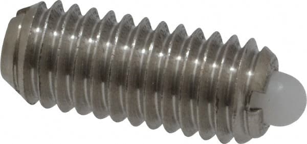 Vlier - 10-32, 0.468" Thread Length, 0.065" Plunger Projection, Stainless Steel Threaded Spring Plunger - All Tool & Supply