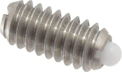 Vlier - 1/4-20, 17/32" Thread Length, 0.078" Plunger Projection, Stainless Steel Threaded Spring Plunger - 0.119" Max Plunger Diam, 0.531" Plunger Length, 1 Lb Init End Force, 3.5 Lb Final End Force - All Tool & Supply