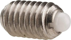 Vlier - 3/8-16, 5/8" Thread Length, 0.11" Plunger Projection, Stainless Steel Threaded Spring Plunger - 0.186" Max Plunger Diam, 0.625" Plunger Length, 1.5 Lb Init End Force, 5 Lb Final End Force - All Tool & Supply