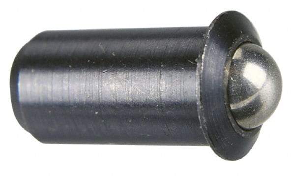 Vlier - 0.0471" Body Length x 1/4" Body Diam, 3 Lb Init to 7 Lb Final End Force, Steel Press Fit Ball Plunger - 3/16" Ball Diam, 0.07" Max Ball Reach, 0.045" Flange Thickness - All Tool & Supply