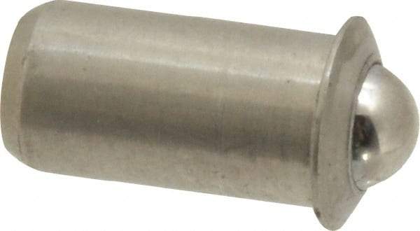 Vlier - 0.0471" Body Length x 1/4" Body Diam, 3 Lb Init to 7 Lb Final End Force, Stainless Steel Press Fit Ball Plunger - 3/16" Ball Diam, 0.07" Max Ball Reach, 0.045" Flange Thickness - All Tool & Supply