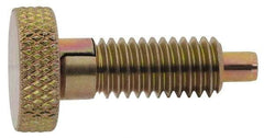 Vlier - 1/4-20, 0.4" Thread Length, 0.123 to 1/8" Max Plunger Diam, 0.5 Lb Init to 2 Lb Final End Force, Locking Knob Handle Plunger - Knurled Knob, 0.53" Length Under Head/Shoulder, 1/8" Plunger Projection - All Tool & Supply