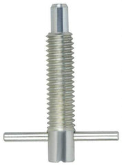 Vlier - 3/8-16 Thread, 2" Body Length, 3/8" Plunger Projection, 0.233" Plunger Diam, Steel, Locking T Handle Plunger - 1.2" Thread Length, 1-1/2" Handle Length, 1.68" Plunger Length, 2 Lb Initial End Force, 4 Lb Final End Force, - All Tool & Supply