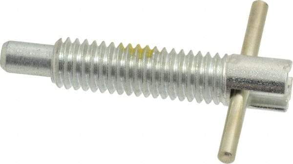 Vlier - 3/8-16 Thread, 2" Body Length, 3/8" Plunger Projection, 0.233" Plunger Diam, Steel, Locking T Handle Plunger - 1.2" Thread Length, 1-1/2" Handle Length, 1.68" Plunger Length, 2 Lb Initial End Force, 4 Lb Final End Force, Locking Element - All Tool & Supply