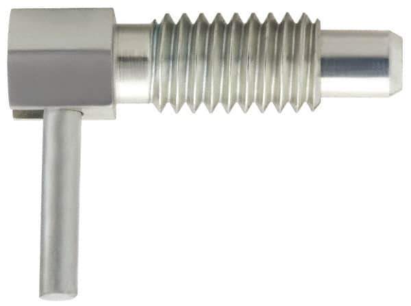 Vlier - 1/4-20 Thread, 1/2" Thread Length, 0.16" Plunger Diam, 0.12 Lb Init to 0.5 Lb Final End Force, Stainless Steel Locking L Handle Plunger - 3/4" Body Length, 1/2" Length Under Head, 0.2" Plunger Projection - All Tool & Supply