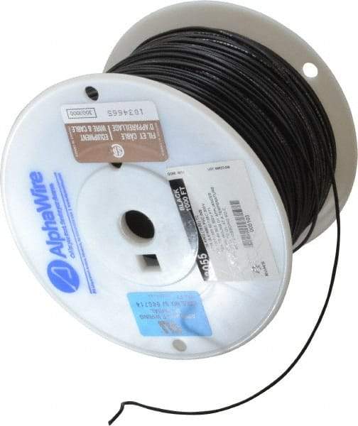 Alpha Wire - 18 AWG, 16 Strand, 305 m OAL, Tinned Copper Hook Up Wire - Black PVC Jacket, 0.079" Diam - All Tool & Supply