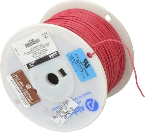 Alpha Wire - 18 AWG, 16 Strand, 305 m OAL, Tinned Copper Hook Up Wire - Red PVC Jacket, 0.079" Diam - All Tool & Supply