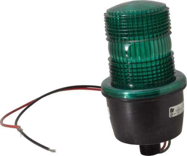 Federal Signal Corp - 12 to 48 VDC, 4X NEMA Rated, Strobe Tube, Green, Low Profile Mini Strobe Light - 65 to 95 Flashes per min, 1/2 Inch Pipe, 3-1/8 Inch Diameter, 5.8 Inch High, IP66 Ingress Rating, Pipe Mount - All Tool & Supply