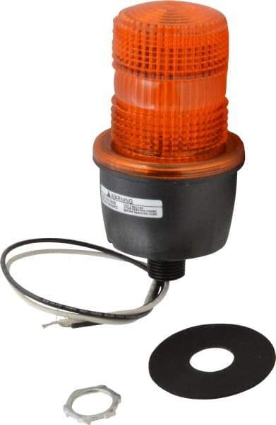 Federal Signal Corp - 120 VAC, 4X NEMA Rated, Strobe Tube, Amber, Low Profile Mini Strobe Light - 65 to 95 Flashes per min, 1/2 Inch Pipe, 3-1/8 Inch Diameter, 5.8 Inch High, IP66 Ingress Rating, Pipe Mount - All Tool & Supply