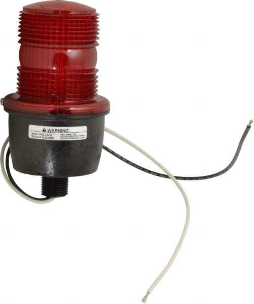 Federal Signal Corp - 120 VAC, 4X NEMA Rated, Strobe Tube, Red, Low Profile Mini Strobe Light - 65 to 95 Flashes per min, 1/2 Inch Pipe, 3-1/8 Inch Diameter, 5.8 Inch High, IP66 Ingress Rating, Pipe Mount - All Tool & Supply