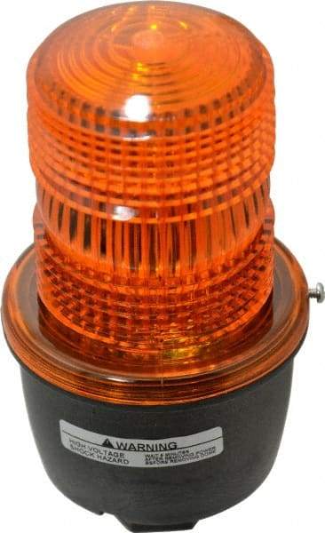 Federal Signal Corp - 120 VAC, 4X NEMA Rated, Strobe Tube, Amber, Low Profile Mini Strobe Light - 65 to 95 Flashes per min, 1/2 Inch Pipe, 3-1/8 Inch Diameter, 5.7 Inch High, IP66 Ingress Rating, Pipe Mount - All Tool & Supply