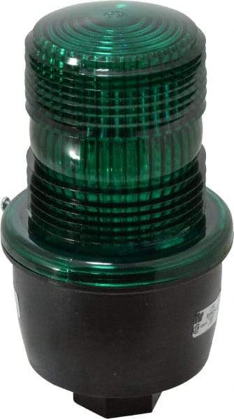 Federal Signal Corp - 120 VAC, 4X NEMA Rated, Strobe Tube, Green, Low Profile Mini Strobe Light - 65 to 95 Flashes per min, 1/2 Inch Pipe, 3-1/8 Inch Diameter, 5.7 Inch High, IP66 Ingress Rating, Pipe Mount - All Tool & Supply