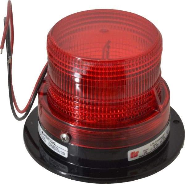 Federal Signal Corp - 12 to 48 VDC, 4X NEMA Rated, Strobe Tube, Red, Low Profile Mini Strobe Light - 65-95 Flashes per min, 5 Inch Diameter, 3-5/8 Inch High, IP65 Ingress Rating, Surface Mount - All Tool & Supply