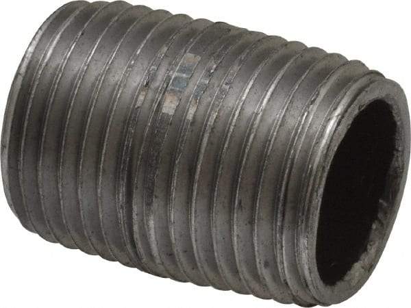 Value Collection - Schedule 40, 1/2" Diam x 1-1/8" Long Steel Black Pipe Nipple - Threaded - All Tool & Supply