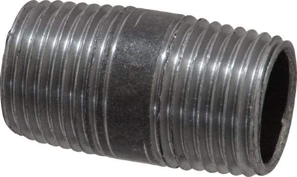 Value Collection - Schedule 40, 1/2" Diam x 1-1/2" Long Steel Black Pipe Nipple - Threaded - All Tool & Supply