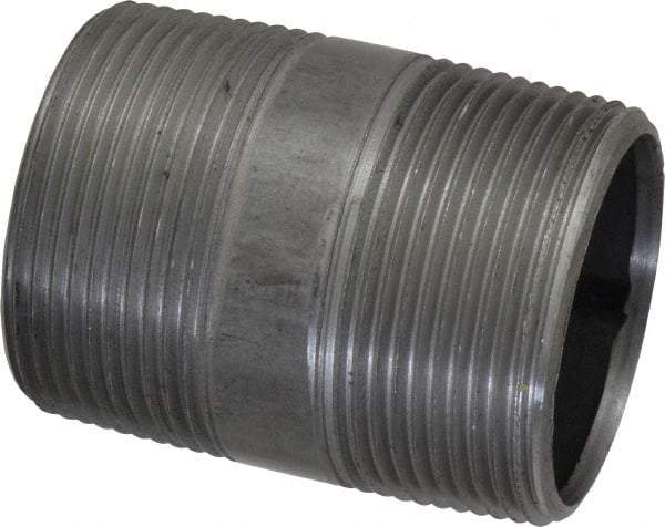 Value Collection - Schedule 40, 1-1/2" Diam x 2-1/2" Long Steel Black Pipe Nipple - Threaded - All Tool & Supply