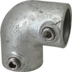 PRO-SAFE - 1-1/4" Pipe, 90° Elbow, Malleable Iron Elbow Pipe Rail Fitting - Galvanized Finish - All Tool & Supply