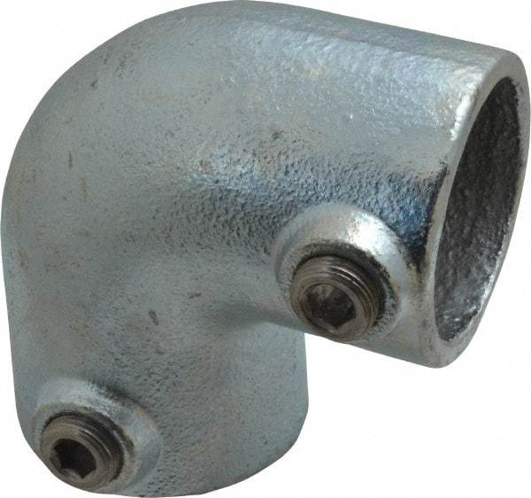 PRO-SAFE - 1-1/2" Pipe, 90° Elbow, Malleable Iron Elbow Pipe Rail Fitting - Galvanized Finish - All Tool & Supply