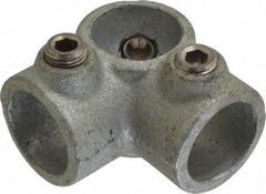 PRO-SAFE - 3/4" Pipe, Two Socket Tee, Malleable Iron Tee Pipe Rail Fitting - Galvanized Finish - All Tool & Supply