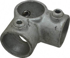 PRO-SAFE - 1-1/4" Pipe, Two Socket Tee, Malleable Iron Tee Pipe Rail Fitting - Galvanized Finish - All Tool & Supply