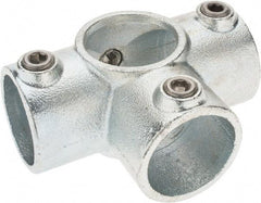 PRO-SAFE - 1-1/2" Pipe, Side Outlet Tee, Malleable Iron Tee Pipe Rail Fitting - Galvanized Finish - All Tool & Supply