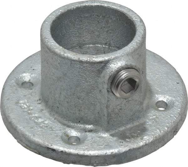 PRO-SAFE - 1-1/4" Pipe, Medium Flange, Malleable Iron Flange Pipe Rail Fitting - Galvanized Finish - All Tool & Supply