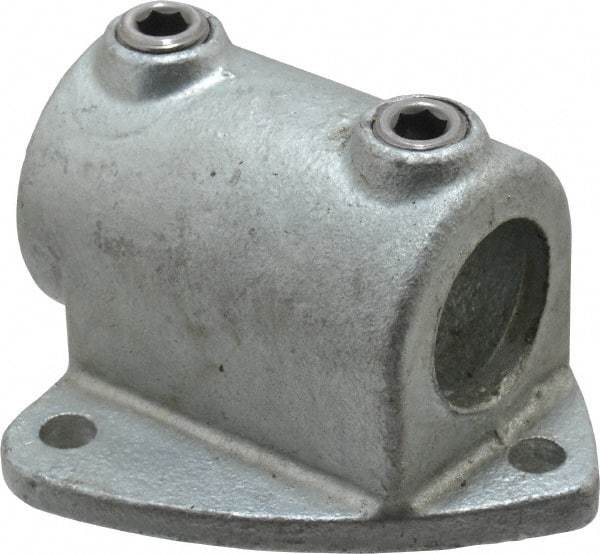 PRO-SAFE - 1-1/4" Pipe, Two Socket Tee, Wall Mount Flange, Malleable Iron Flange Pipe Rail Fitting - Galvanized Finish - All Tool & Supply