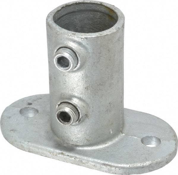 PRO-SAFE - 1-1/4" Pipe, Railing Flange, Malleable Iron Flange Pipe Rail Fitting - Galvanized Finish - All Tool & Supply