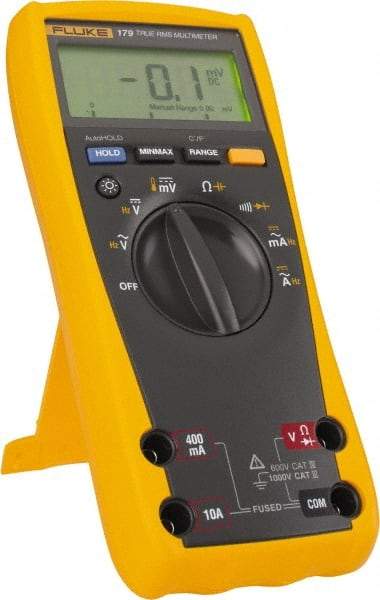 Fluke - 179 ESFP, CAT IV, CAT III, 1,000 VAC/VDC, Digital True RMS Auto Ranging Manual Ranging Multimeter - 50 mOhm, Measures Voltage, Capacitance, Current, Resistance - All Tool & Supply