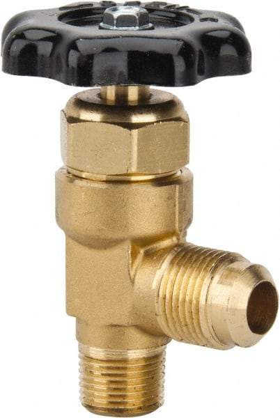 Parker - Flare x MNPTF End Connection Brass Truck Valve - 3.07" OAL, 1/2 x 3/8" Pipe - All Tool & Supply