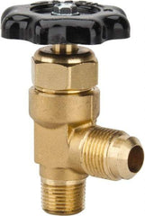 Parker - Flare x MNPTF End Connection Brass Truck Valve - 3.07" OAL, 1/2 x 3/8" Pipe - All Tool & Supply