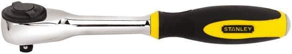 Stanley - 3/8" Drive Pear Head Ratchet - Chrome Finish, 9" OAL, 60 Gear Teeth, Rotator Head - All Tool & Supply