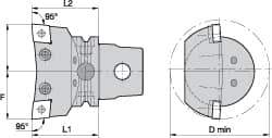 Kennametal - Left Hand Cut, Size KM63, CN.. Insert Compatiblity, Internal Modular Turning & Profiling Cutting Unit Head - 43mm Ctr to Cutting Edge, 60mm Head Length, Through Coolant, Series Kenlever - All Tool & Supply