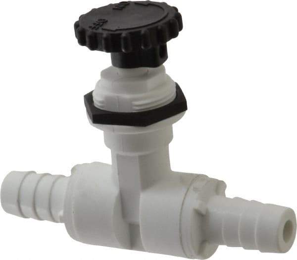 Specialty Mfr - 1/2" Pipe, Inline Needle Valve - PTFE Seal, Barbed x Barbed Ends, Polypropylene Valve, 125 Max psi - All Tool & Supply