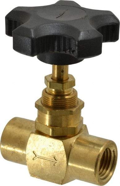 Specialty Mfr - 1/4" Pipe, Inline Needle Valve - FNPT x FNPT Ends, Brass Valve, 500 Max psi - All Tool & Supply