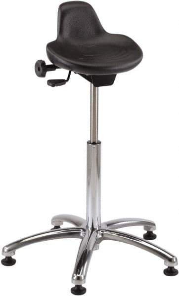 Bevco - 27" Wide x 27" Deep x 20 to 30" High, Steel Base, Adjustable Height Swivel Stool - Polyurethane Seat, Black - All Tool & Supply