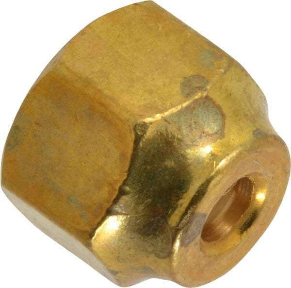 Parker - 3/8 x 1/4" Tube OD, 45° Brass Flared Tube Short Nut - 5/8-18 UNF, Flare Ends - All Tool & Supply