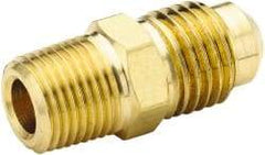 Parker - 3/4" Tube OD, 45° Brass Flared Tube Male Connector - 3/4-14 NPTF, Flare x MNPTF Ends - All Tool & Supply