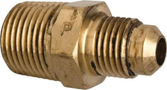 Parker - 5/16" Tube OD, 45° Brass Flared Tube Male Connector - 3/8-18 NPTF, Flare x MNPTF Ends - All Tool & Supply