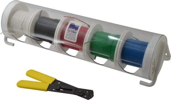 Alpha Wire - 24 AWG, 7 Strand, 500' OAL, Hook Up Wire - Black, Blue, Green, Red & White PVC Jacket, 0.057" Diam - All Tool & Supply