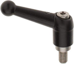 KIPP - M6 x 1.0, 13mm Hub Diam, Zinc Die Cast (Stainless Steel Components) Metric Threaded Stud Adjustable Clamping Lever - 0.39" Stud Length, 46mm OAL, 32.5mm High - All Tool & Supply