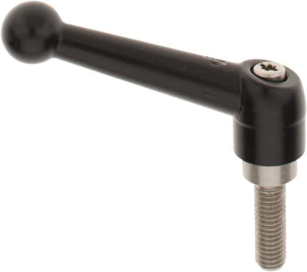 KIPP - M8 x 1.25, 18mm Hub Diam, Zinc Die Cast (Stainless Steel Components) Metric Threaded Stud Adjustable Clamping Lever - 25mm Stud Length, 73mm OAL, 45.5mm High - All Tool & Supply