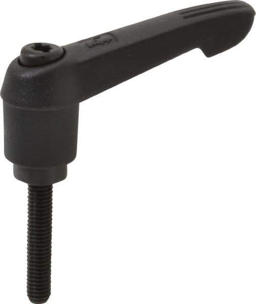 KIPP - #10-32, 0.51" Hub Diam, Glass Fiber (Steel Components) Threaded Stud Adjustable Clamping Lever - 0.98" Stud Length, 1.85" OAL, 1.18" High - All Tool & Supply