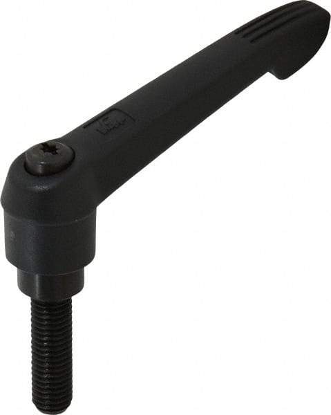 KIPP - M12 x 1.75, 25.5mm Hub Diam, Glass Fiber (Steel Components) Metric Threaded Stud Adjustable Clamping Lever - 40mm Stud Length, 109mm OAL, 61mm High - All Tool & Supply