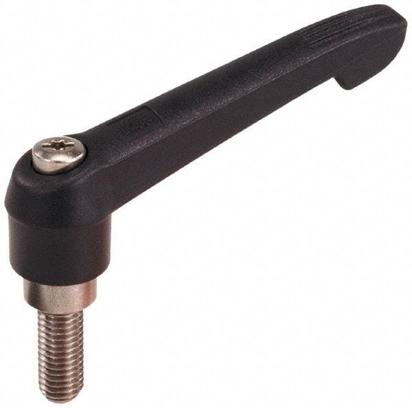 KIPP - 5/8-11, 1.18" Hub Diam, Glass Fiber (Stainless Steel Components) Threaded Stud Adjustable Clamping Lever - 1.57" Stud Length, 4.96" OAL, 2.83" High - All Tool & Supply